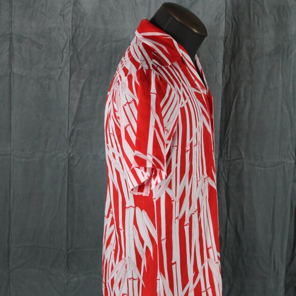 Vintage Hawaiian Shirt - Red and White Bamboo Pattern - Men's Small - Picture 9 of 10